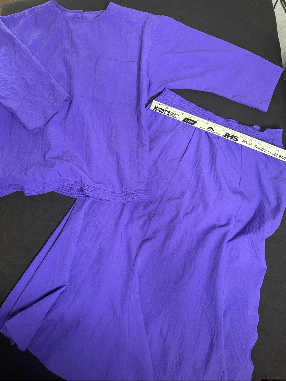Donovan-Galvani Purple Challis Women's 2 Piece Top Skirt Set size 14